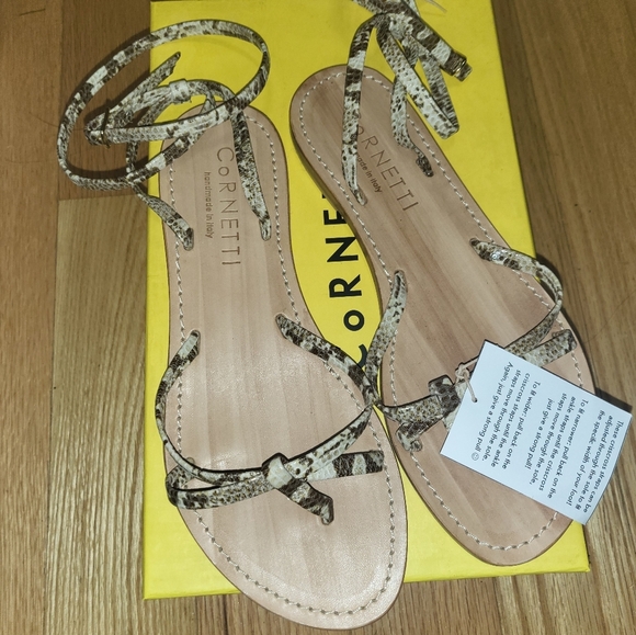 NEW CORNETTI VULCANELLO SNAKE PRINT LEATHER SANDAL SIZE 37 - Picture 1 of 6